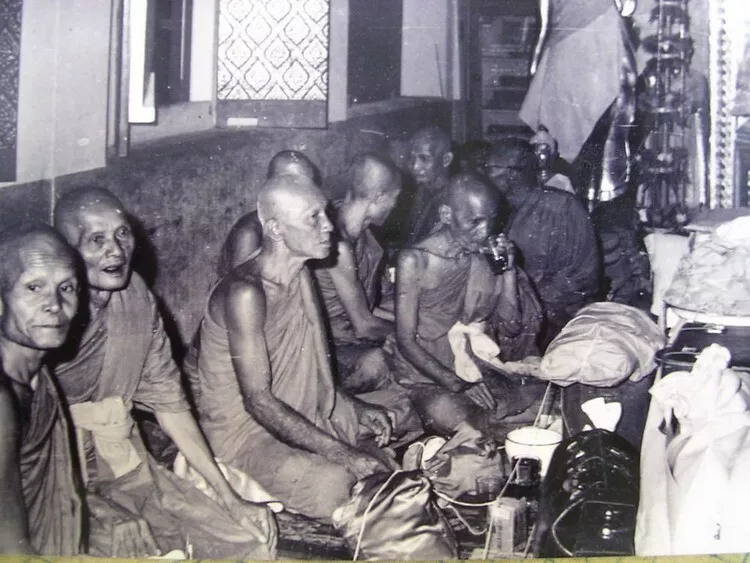 Ritual of blessing ceremony for amulet at Wat Prasart in 2506